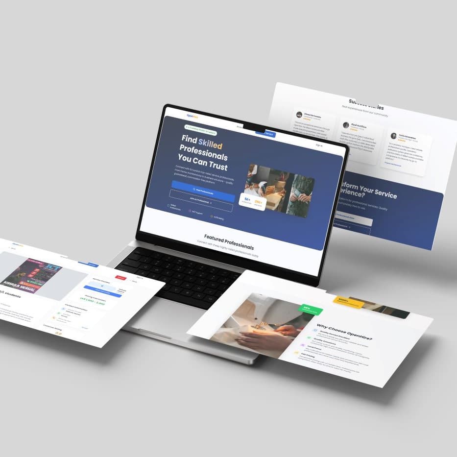 Modern website interface on multiple screens